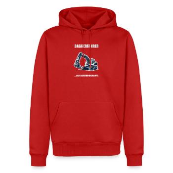 Baggerfahrer Aus Leidenschaft Baustelle Geschenk - Männer Premium Bio Hoodie - Rot - Vorne - Nico (187cm)