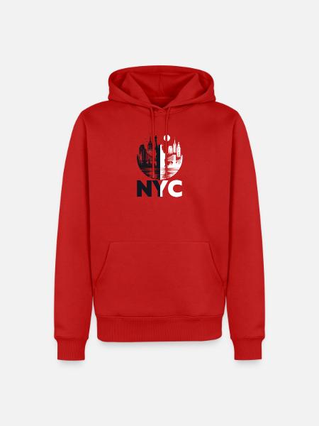 NYC Skyline: Die Stadt, die niemals schläft, New York - Männer Premium Bio Hoodie - Rot