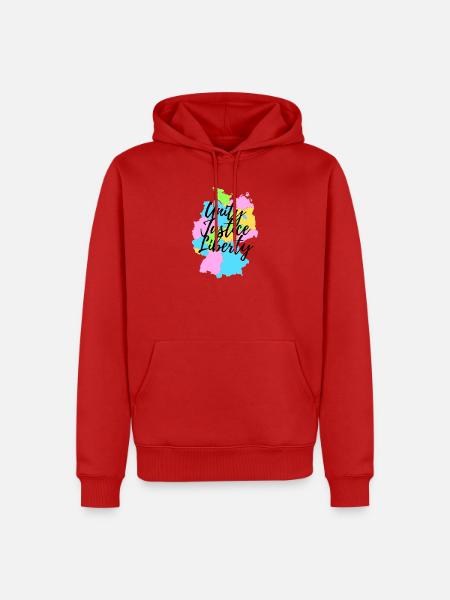 Deutschlandkarte - Einigkeit, Recht & Freiheit 2 - Männer Premium Bio Hoodie - Rot