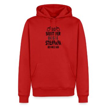 Bester Stiefpapa Welt Stiefvater Geschenk lustig - Männer Premium Bio Hoodie - Rot - Vorne - Nico (187cm)