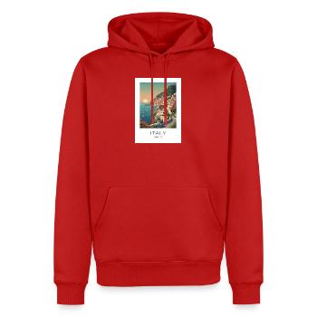 Italia Küstenzauber Motorrad - Männer Premium Bio Hoodie - Rot - Vorne - Nico (187cm)