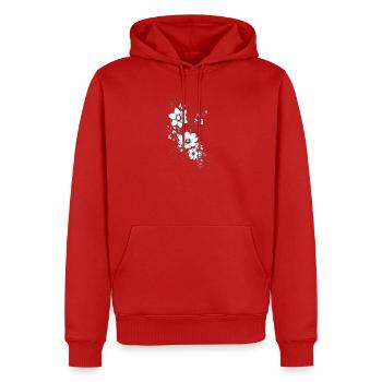 Schwarz-weiße lineare Blüten - Männer Premium Bio Hoodie - Rot - Vorne - Nico (187cm)