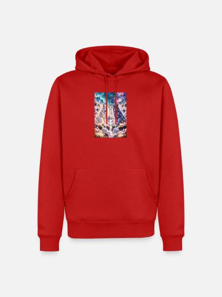 Kosmische Zwillingswölfe - Männer Premium Bio Hoodie - Rot
