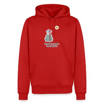 draußen sonne. innen nicht. – Frosch Meme - Männer Premium Bio Hoodie - Rot - Vorne - Nico (187cm)