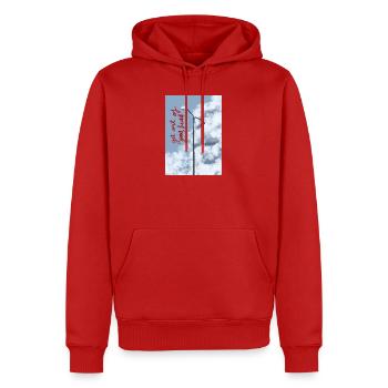 Wolken und Straßenlaterne am Himmel - Männer Premium Bio Hoodie - Rot - Vorne - Nico (187cm)