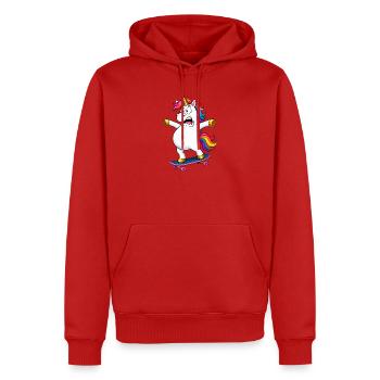 Échec de skateboard licorne vacillante - Sweat à capuche Premium bio Homme - rouge - Devant - Nico (187cm)