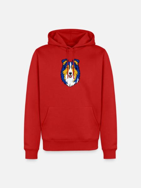 Collie - Männer Premium Bio Hoodie - Rot
