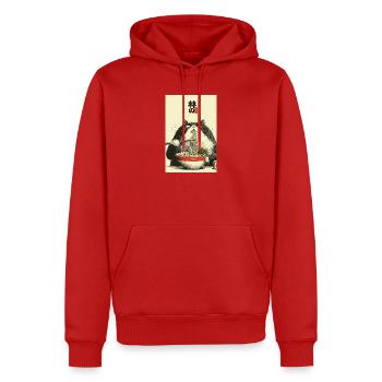 Ramen Cat Ukiyoe Style - Sweat à capuche Premium bio Homme - rouge - Devant - Nico (187cm)