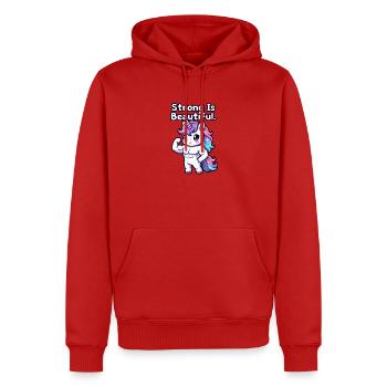 Stark ist schönes Einhorn - Männer Premium Bio Hoodie - Rot - Vorne - Nico (187cm)