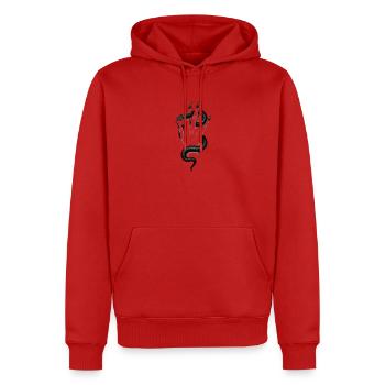 Schlangenhand Gothic Kontrast - Männer Premium Bio Hoodie - Rot - Vorne - Nico (187cm)