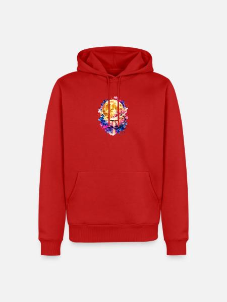 Torii Vollmond Sakura Aquarell - Männer Premium Bio Hoodie - Rot