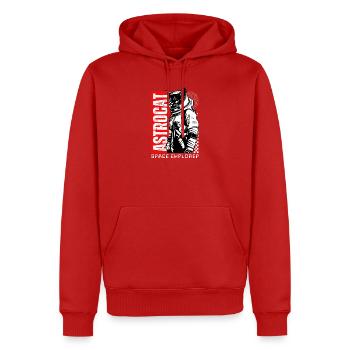 Space Cat Astronaut Astrocat - Männer Premium Bio Hoodie - Rot - Vorne - Nico (187cm)