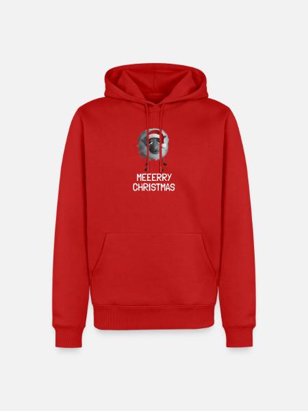 Meeerry Christmas Schaf - Mit Weihnachtsmütze - Männer Premium Bio Hoodie - Rot