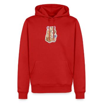 Puzzlehamster mit Rätselstück - Männer Premium Bio Hoodie - Rot - Vorne - Nico (187cm)