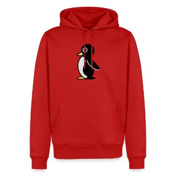 Minimalistischer Pinguin - Männer Premium Bio Hoodie - Rot - Vorne - Nico (187cm)