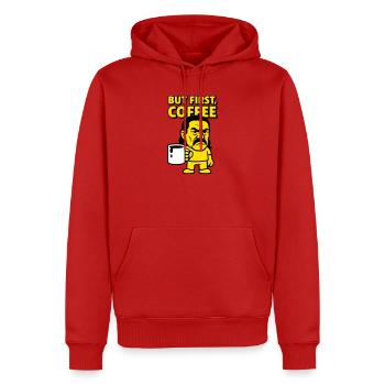 Coffee Man - Männer Premium Bio Hoodie - Rot - Vorne - Nico (187cm)