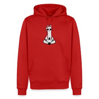 Lama Cool Zen Meditation Sonnenbrille Entspannt - Männer Premium Bio Hoodie - Rot - Vorne - Nico (187cm)