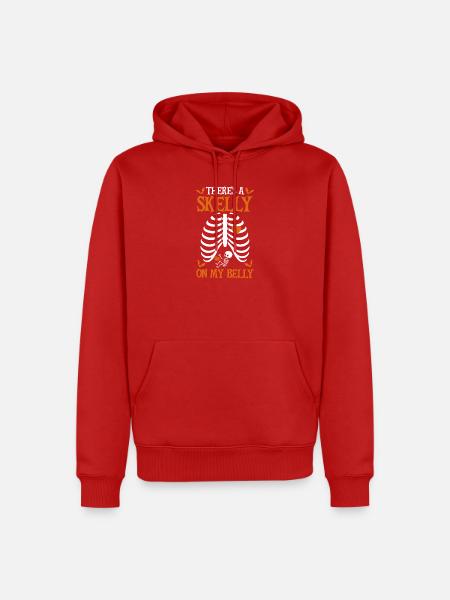 Funny Halloween Pumpkin Pregnancy - Männer Premium Bio Hoodie - Rot