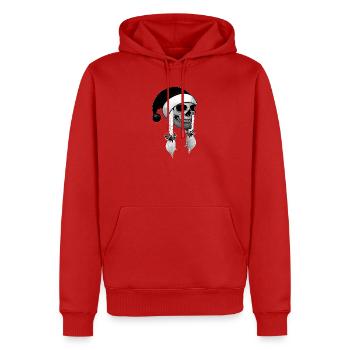 Crâne Femme Noël Bonnets tresses - Sweat à capuche Premium bio Homme - rouge - Devant - Nico (187cm)