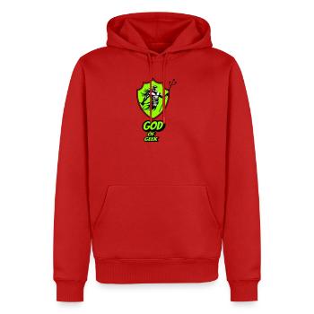 God of geek - Sweat à capuche Premium bio Homme - rouge - Devant - Nico (187cm)