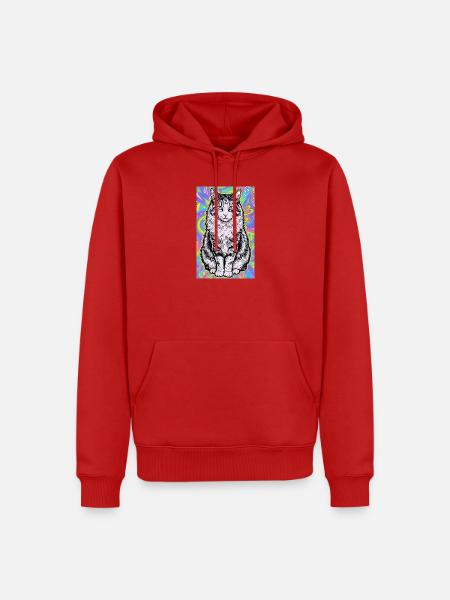 Katze - Männer Premium Bio Hoodie - Rot