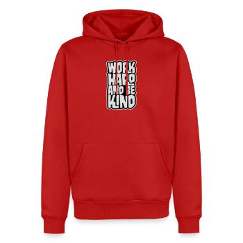 Travailler dur et être gentil Diligence inspirante Logo de la gentillesse - Sweat à capuche Premium bio Homme - rouge - Devant - Nico (187cm)