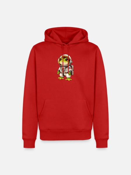 Frosch Astronaut Weltraum Entdecker Cartoon - Männer Premium Bio Hoodie - Rot