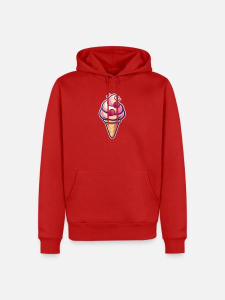 Eiscreme Grafik - Männer Premium Bio Hoodie - Rot