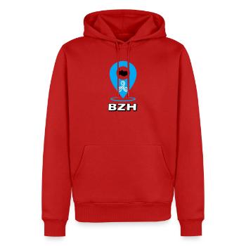 Triskel Breizh Bleu - Sweat à capuche Premium bio Homme - rouge - Devant - Nico (187cm)