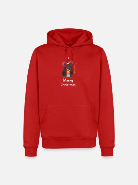 Weihnachtsratte Merry Christmas - Englisch - Männer Premium Bio Hoodie - Rot