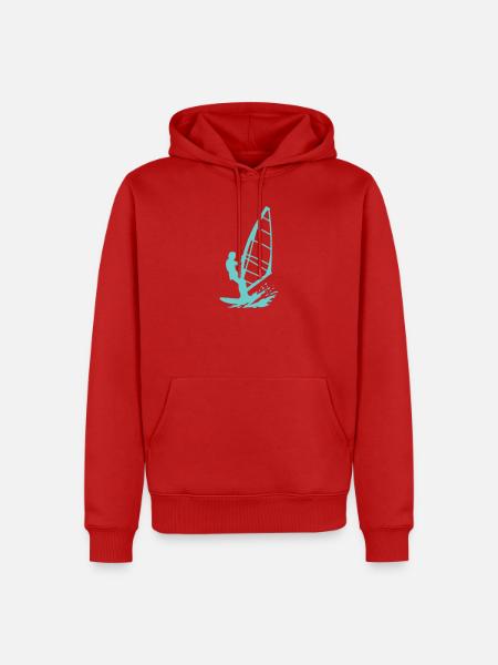 Windsurfer Silhouette im Meer - Männer Premium Bio Hoodie - Rot