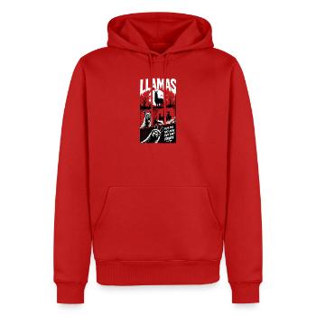 Les lamas qu’ils crachent, ils jugent l’horreur - Sweat à capuche Premium bio Homme - rouge - Devant - Nico (187cm)