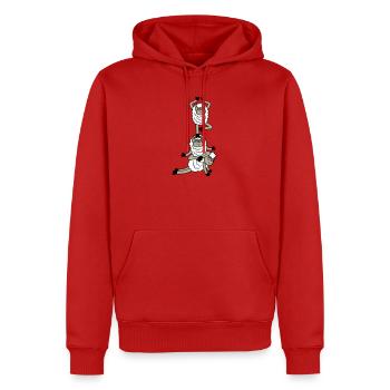 Tired_Sad_Sleepy_Sheep_Yoga_Meditating_5 - Männer Premium Bio Hoodie - Rot - Vorne - Nico (187cm)
