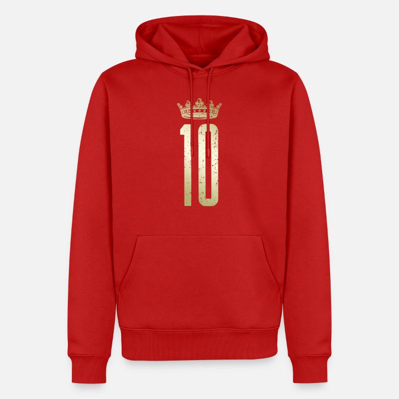 10 Nummer Krone - Männer Premium Bio Hoodie - Rot