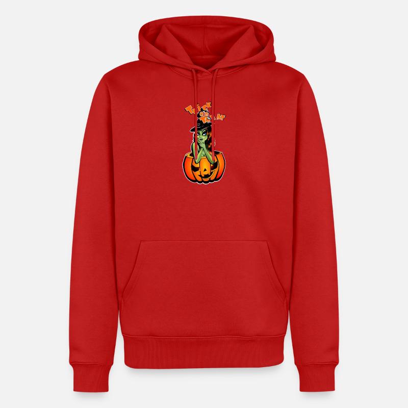 Süßes oder Saures Hexe im Kürbis - Männer Premium Bio Hoodie - Rot