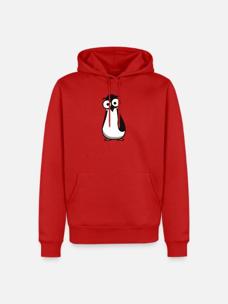 Pinguin mit Kulleraugen Cartoon - Männer Premium Bio Hoodie - Rot