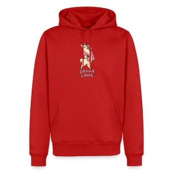 Drama Lama – Lustiges Lama mit pinker Federboa - Männer Premium Bio Hoodie - Rot - Vorne - Nico (187cm)