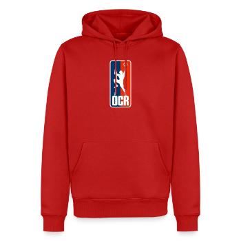 DFC5CAD9-DE1B-4990-B98E-597817494479 - Männer Premium Bio Hoodie - Rot - Vorne - Nico (187cm)