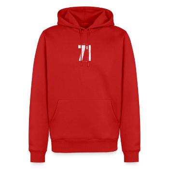 Vintage 71 Limited Edition - Männer Premium Bio Hoodie - Rot - Vorne - Nico (187cm)