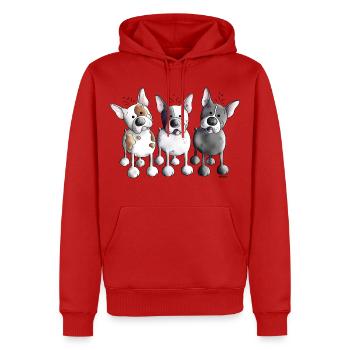 Trois bouledogues français - Bouledogue - Chien - Sweat à capuche Premium bio Homme - rouge - Devant - Nico (187cm)