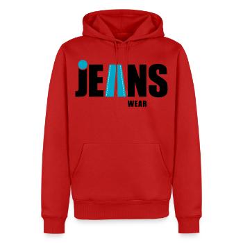 jeans wear mit punkt - Männer Premium Bio Hoodie - Rot - Vorne - Nico (187cm)