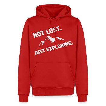 Wandern Berge Trekking Wanderer Outdoor Natur Wald - Männer Premium Bio Hoodie - Rot - Vorne - Nico (187cm)