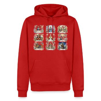 Sorcières - Tarot Majeur - Sweat à capuche Premium bio Homme - rouge - Devant - Nico (187cm)