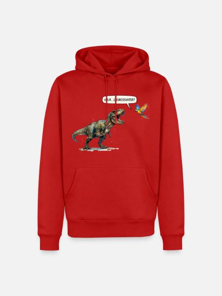 Ururururgrossvater T-Rex und Papagei - Evolution - Männer Premium Bio Hoodie - Rot