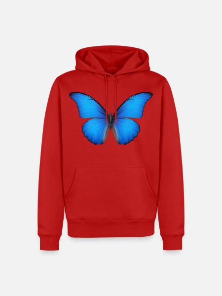 Azurblaue Schmetterlingsflügel - Männer Premium Bio Hoodie - Rot