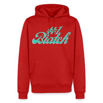 #1 Biatch [Türkis] - Männer Premium Bio Hoodie - Rot - Vorne - Nico (187cm)