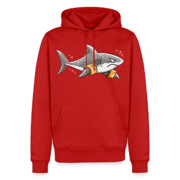 Hai Schwimmflügel Schwimmlehrer Meer Humor - Männer Premium Bio Hoodie - Rot - Vorne - Nico (187cm)