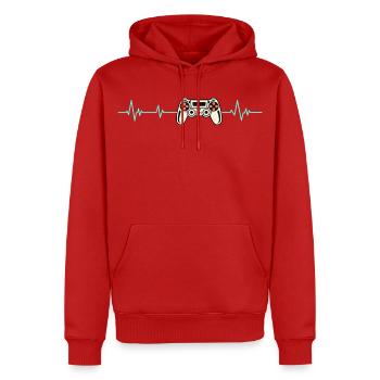 Herzschlag Gaming-Controller - Männer Premium Bio Hoodie - Rot - Vorne - Nico (187cm)