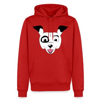Mohn - Männer Premium Bio Hoodie - Rot - Vorne - Nico (187cm)
