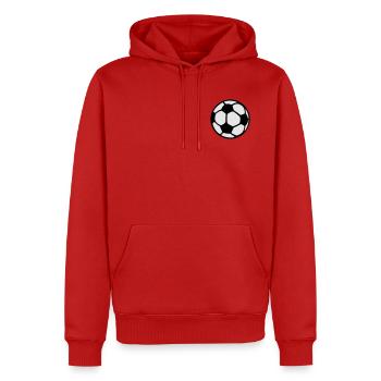 Football deux couleurs - dans le concepteur sur le - Sweat à capuche Premium bio Homme - rouge - Devant - Nico (187cm)